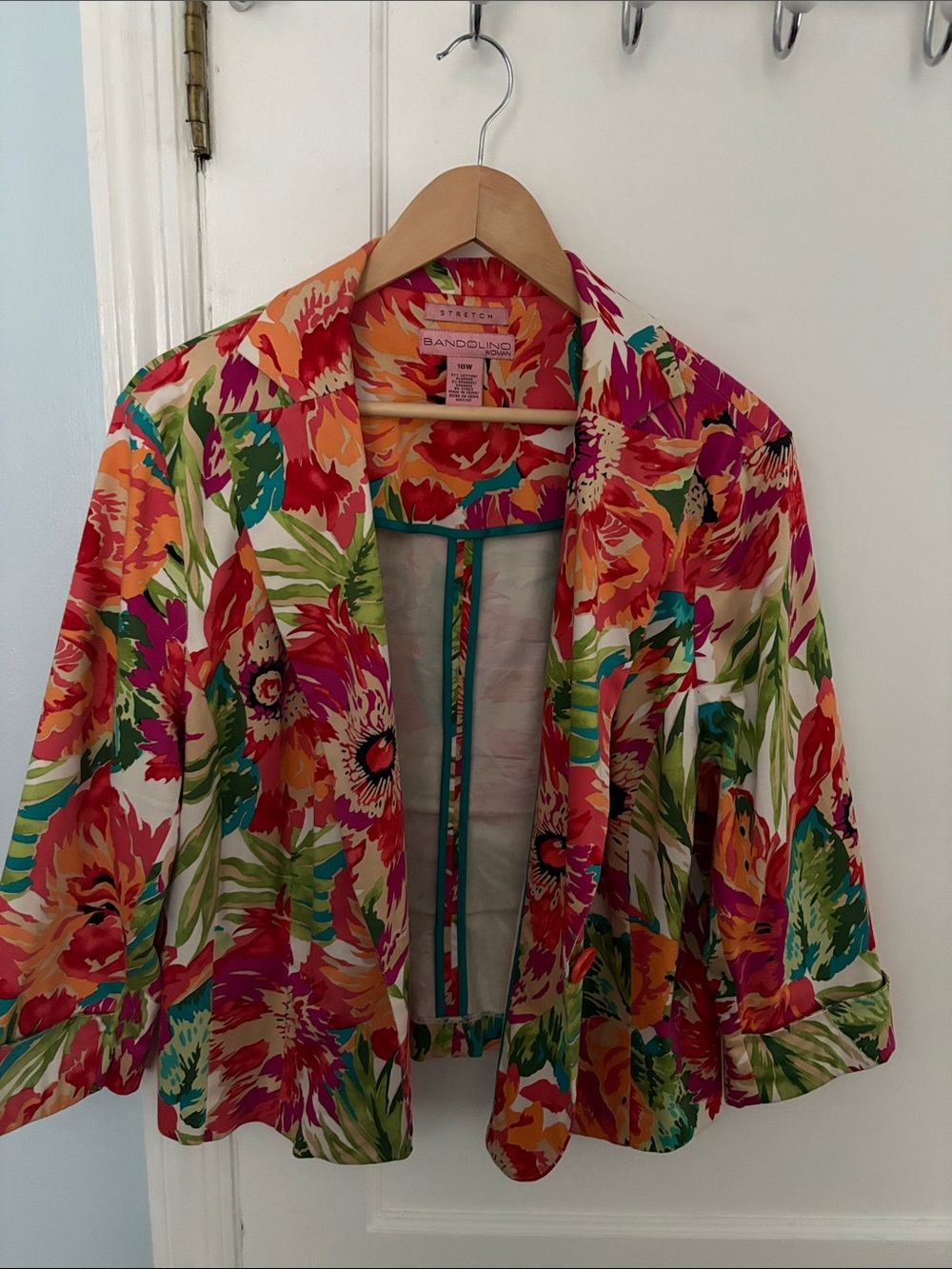 Bandolino Bright Floral Open-Front Jacket - Pink, Orange, Green, Blue